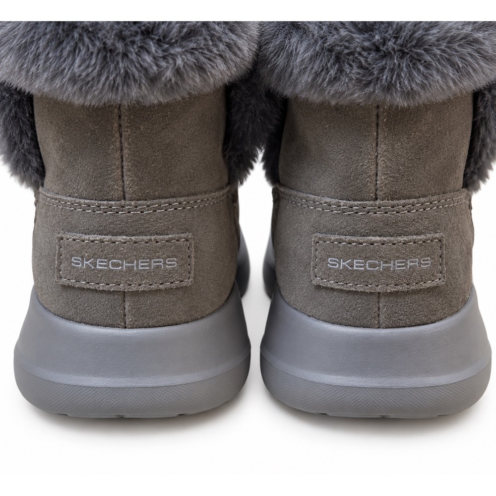 Skechers GoWalk Joy Bundle Up Gray Leather Faux Fur Ankle Boots 15501 Womens 7.5 - Picture 5 of 6